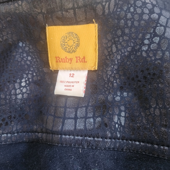 Ruby Rd. Black Croc-Embossed Leather Jacket - Picture 3 of 5